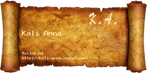 Kali Anna névjegykártya